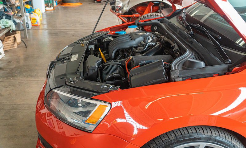 Red Car Engine Bay